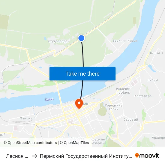 Лесная Поляна to Пермский Государственный Институт Искусства И Культуры map