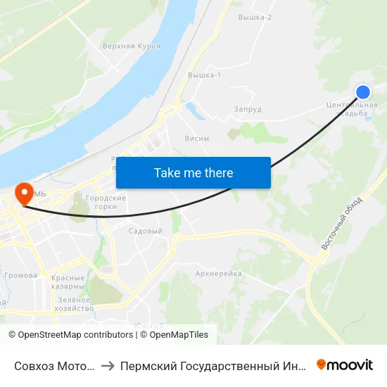 Совхоз Мотовилихинский to Пермский Государственный Институт Искусства И Культуры map
