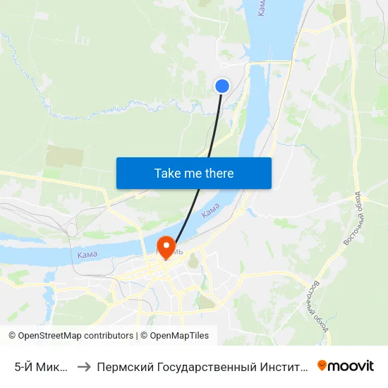 5-Й Микрорайон to Пермский Государственный Институт Искусства И Культуры map