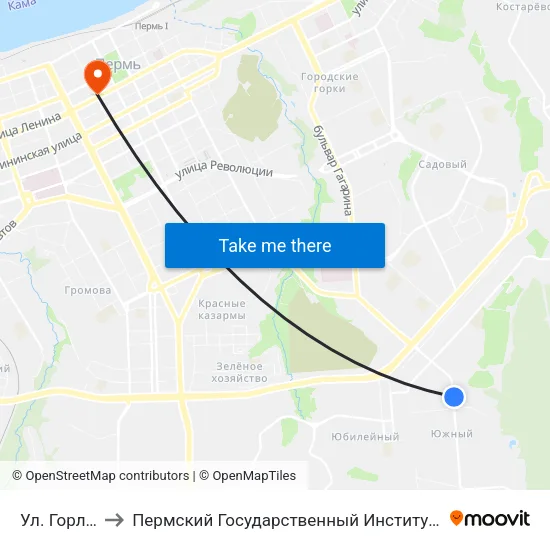 Ул. Горловская to Пермский Государственный Институт Искусства И Культуры map