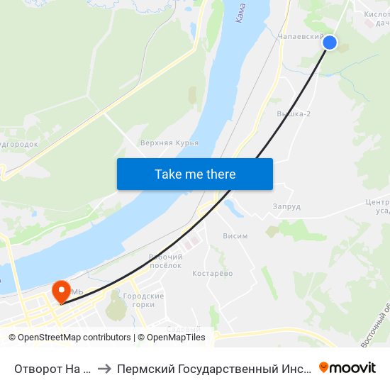 Отворот На Чапаевский to Пермский Государственный Институт Искусства И Культуры map