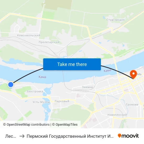 Лесоцех to Пермский Государственный Институт Искусства И Культуры map
