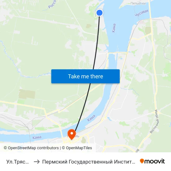 Ул.Трясолобова to Пермский Государственный Институт Искусства И Культуры map