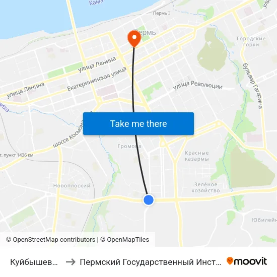 Куйбышева (Чкалова) to Пермский Государственный Институт Искусства И Культуры map