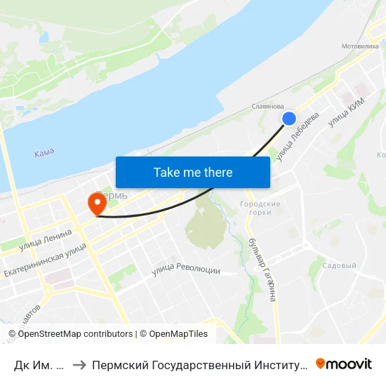 Дк Им. Ленина to Пермский Государственный Институт Искусства И Культуры map