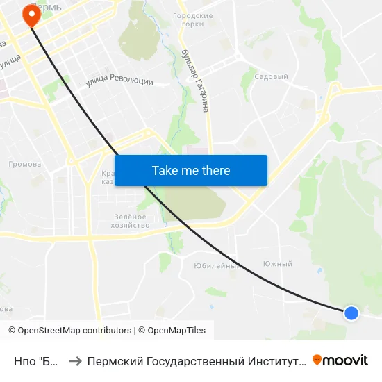 Нпо "Биомед" to Пермский Государственный Институт Искусства И Культуры map