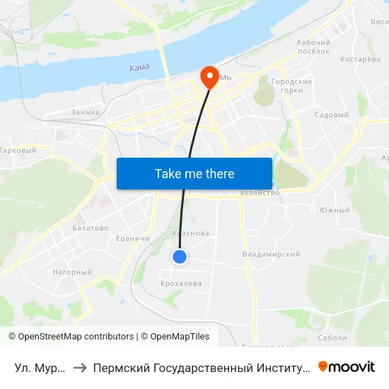 Ул. Муромская to Пермский Государственный Институт Искусства И Культуры map