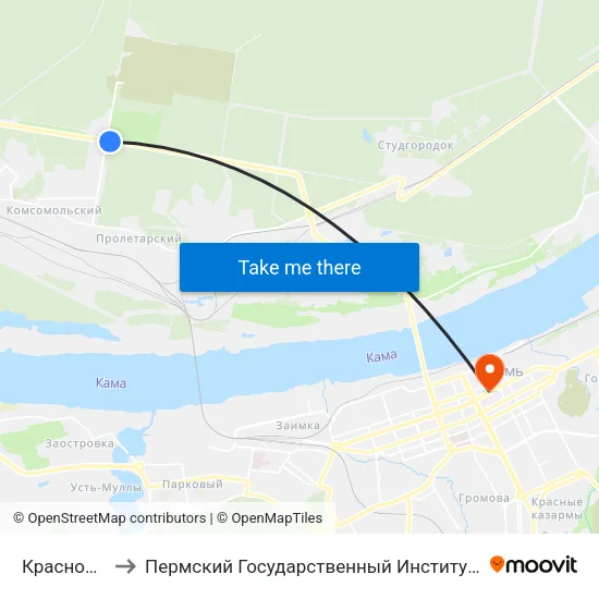 Красноборская to Пермский Государственный Институт Искусства И Культуры map