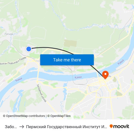 Заборная to Пермский Государственный Институт Искусства И Культуры map