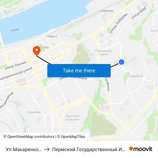 Ул Макаренко (По Тургенева) to Пермский Государственный Институт Искусства И Культуры map