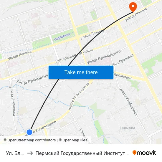 Ул. Блюхера to Пермский Государственный Институт Искусства И Культуры map