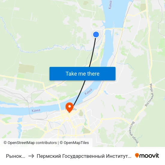 Рынок Гайва to Пермский Государственный Институт Искусства И Культуры map