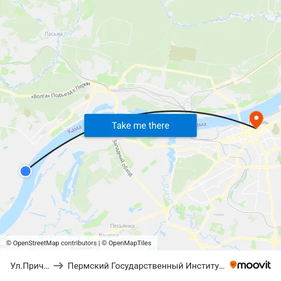 Ул.Причальная to Пермский Государственный Институт Искусства И Культуры map
