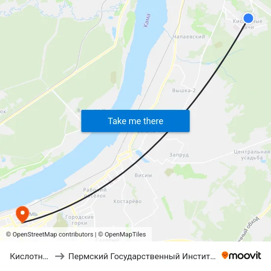 Кислотные Дачи to Пермский Государственный Институт Искусства И Культуры map