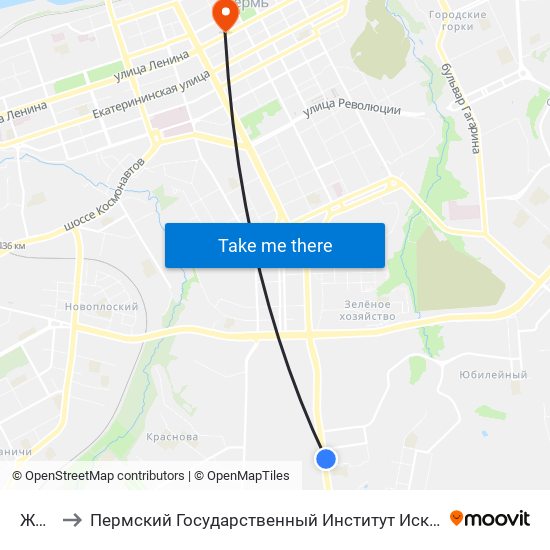 Жбк-1 to Пермский Государственный Институт Искусства И Культуры map