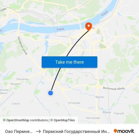 Оао Пермнефтеоргсинтез to Пермский Государственный Институт Искусства И Культуры map