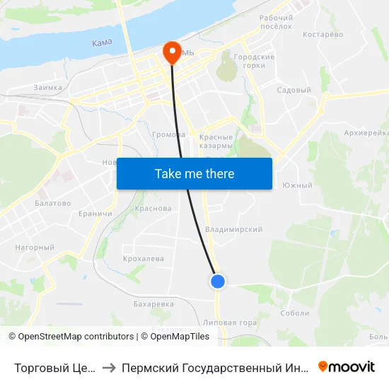 Торговый Центр"Баумолл" to Пермский Государственный Институт Искусства И Культуры map