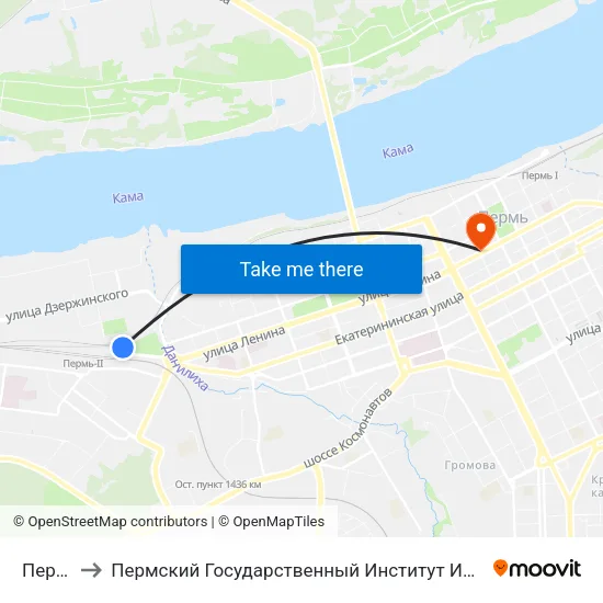 Пермь 2 to Пермский Государственный Институт Искусства И Культуры map