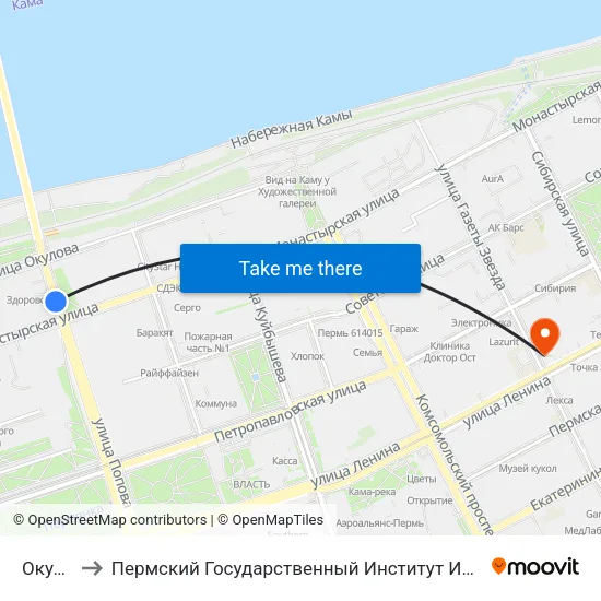 Окулова to Пермский Государственный Институт Искусства И Культуры map