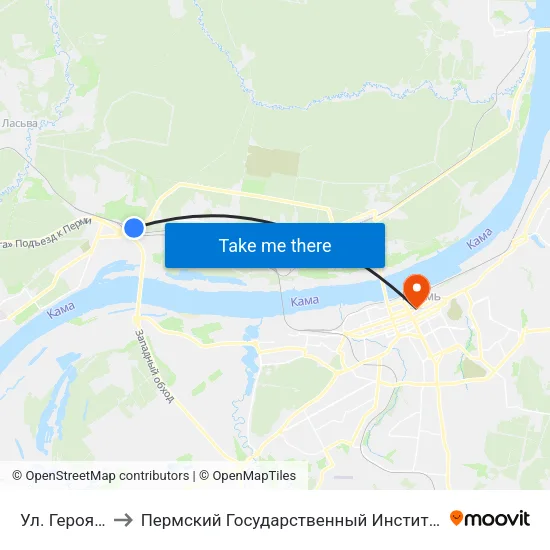 Ул. Героя Лядова to Пермский Государственный Институт Искусства И Культуры map