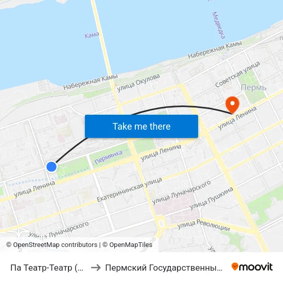 Па Театр-Театр (По Петропавловской) to Пермский Государственный Институт Искусства И Культуры map