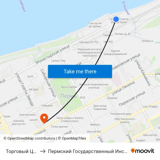 Торговый Центр Речник to Пермский Государственный Институт Искусства И Культуры map