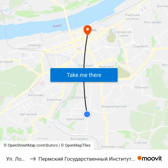 Ул. Лодыгина to Пермский Государственный Институт Искусства И Культуры map