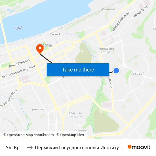 Ул. Крупской to Пермский Государственный Институт Искусства И Культуры map