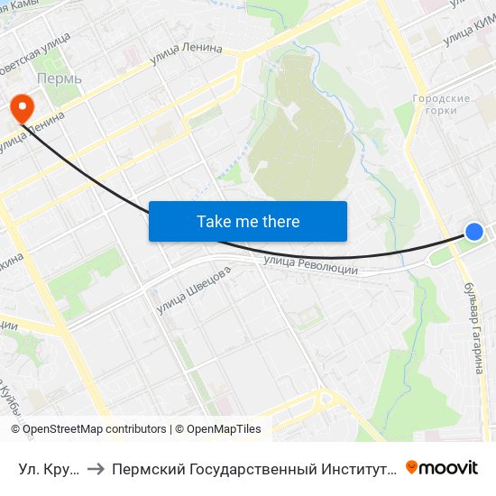 Ул. Крупской to Пермский Государственный Институт Искусства И Культуры map