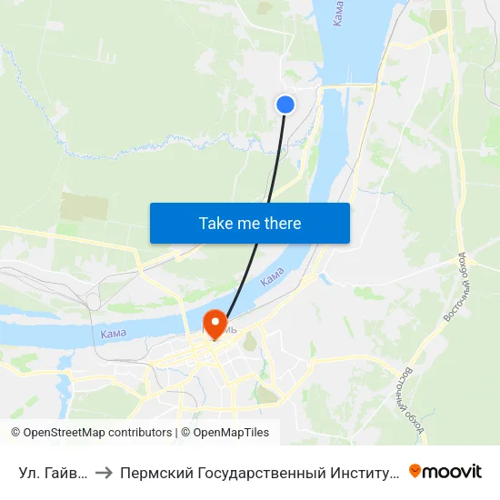 Ул. Гайвинская to Пермский Государственный Институт Искусства И Культуры map