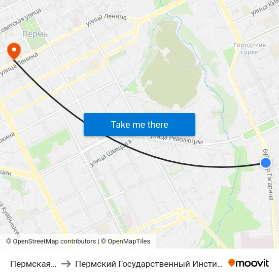 Пермская Ярмарка to Пермский Государственный Институт Искусства И Культуры map