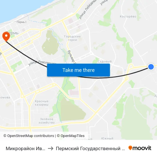 Микрорайон Ива (По Требованию) to Пермский Государственный Институт Искусства И Культуры map