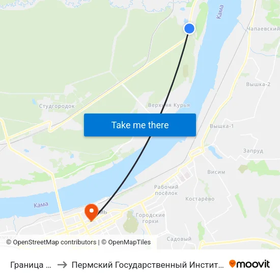 Граница Районов to Пермский Государственный Институт Искусства И Культуры map