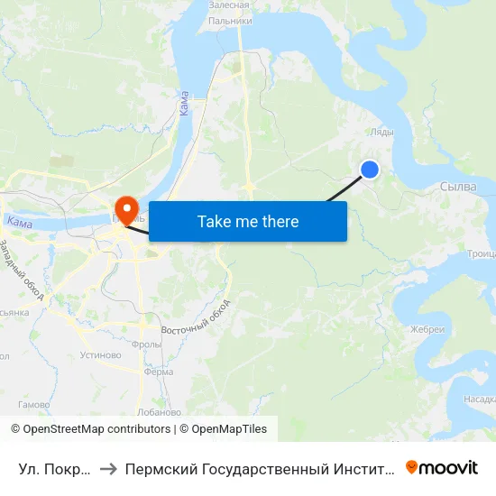 Ул. Покрышкина to Пермский Государственный Институт Искусства И Культуры map