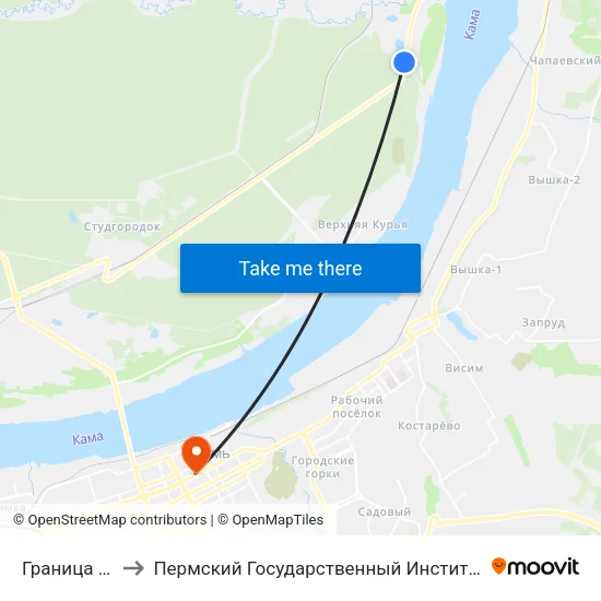 Граница Районов to Пермский Государственный Институт Искусства И Культуры map
