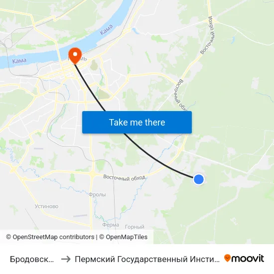 Бродовское Кольцо to Пермский Государственный Институт Искусства И Культуры map