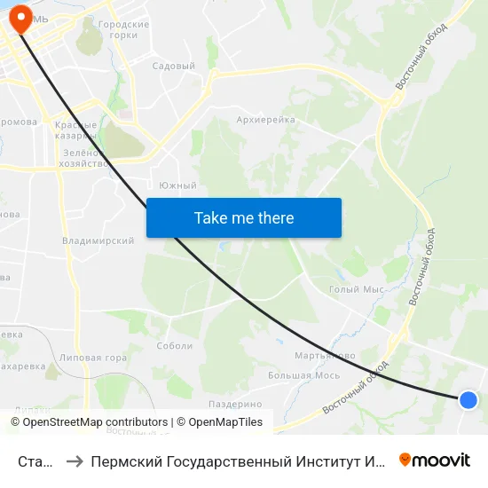 Стадион to Пермский Государственный Институт Искусства И Культуры map