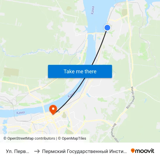 Ул. Первомайская to Пермский Государственный Институт Искусства И Культуры map