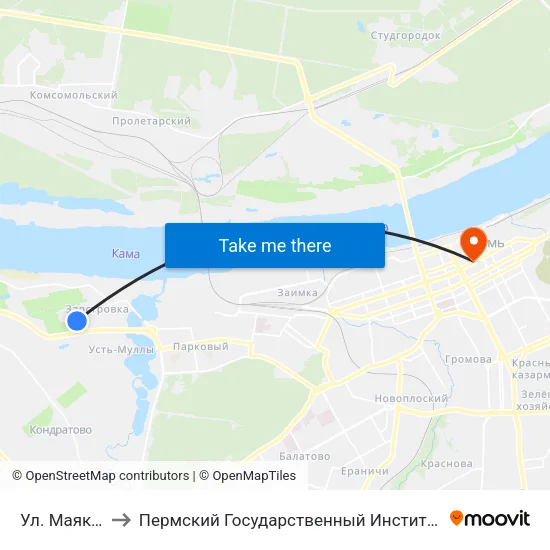 Ул. Маяковского to Пермский Государственный Институт Искусства И Культуры map
