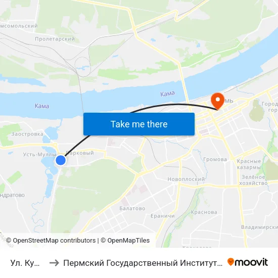 Ул. Куфонина to Пермский Государственный Институт Искусства И Культуры map