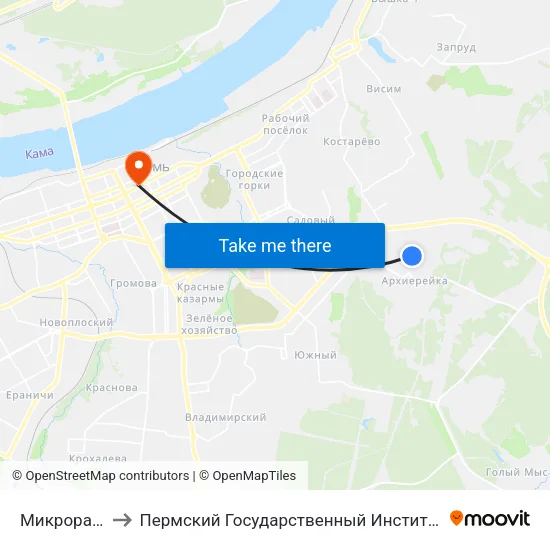 Микрорайон Ива to Пермский Государственный Институт Искусства И Культуры map