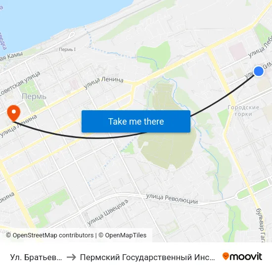 Ул. Братьев Вагановых to Пермский Государственный Институт Искусства И Культуры map