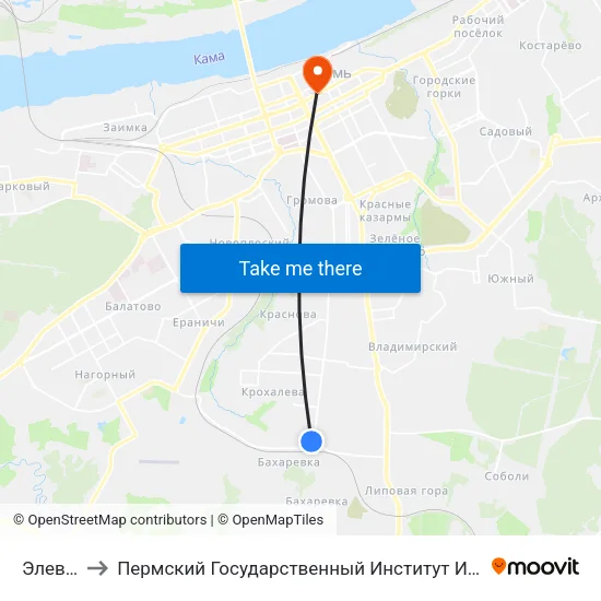 Элеватор to Пермский Государственный Институт Искусства И Культуры map