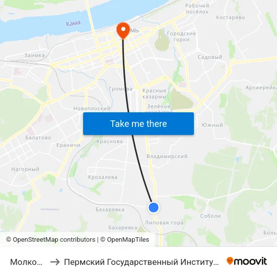 Молкомбинат to Пермский Государственный Институт Искусства И Культуры map