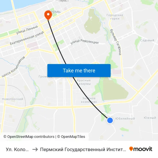 Ул. Коломенская to Пермский Государственный Институт Искусства И Культуры map