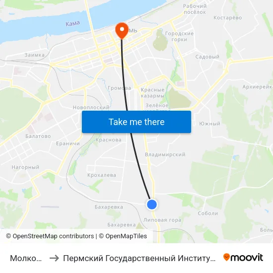 Молкомбинат to Пермский Государственный Институт Искусства И Культуры map