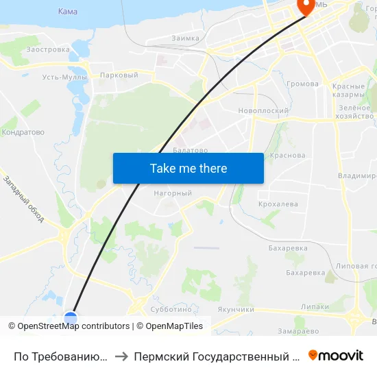 По Требованию (Гамовский Тракт) to Пермский Государственный Институт Искусства И Культуры map