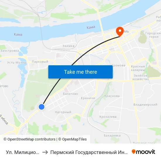 Ул. Милиционера Власова to Пермский Государственный Институт Искусства И Культуры map