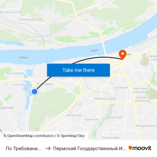 По Требованию (Ул. Куфонина) to Пермский Государственный Институт Искусства И Культуры map