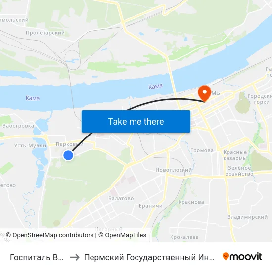 Госпиталь Ветеранов Вов to Пермский Государственный Институт Искусства И Культуры map